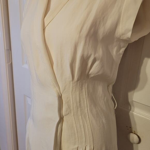 Zara, S | Wrap Midi White T Shirt Dress Linen Blend - Picture 2 of 8